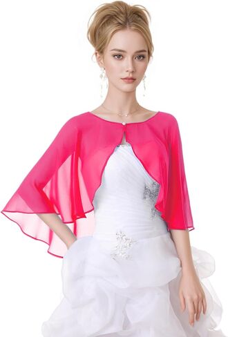 شال نسائي أنيق من الشيفون يلتف لفساتين السهرة وحفلات الزفاف وضيف الرأس بوليرو وشاح تغطية in Kuwait