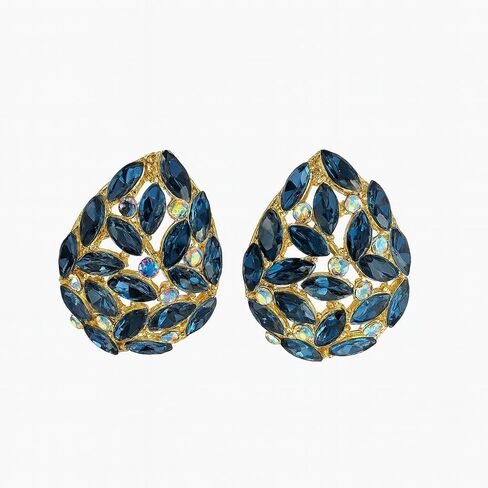 Gold Plated Teardrop Clip On Earrings for Women – Shiny Rhinestone Chunky Cubic Zirconia Dangle Drop Earrings, Hypoallergenic Non-Pierced Jewelry for Wedding, Party, Prom, Gifts in Saudi Arabia