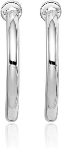 Sterling Silver Small Hoop Clip On Earrings Non Pierced Polished Tubing Classic Lightweight For Women Gift in Saudi Arabia