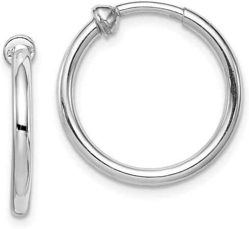 Sterling Silver Small Hoop Clip On Earrings Non Pierced Polished Tubing Classic Lightweight For Women Gift in Saudi Arabia