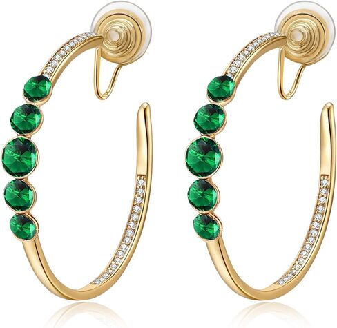 EVEVIC Austrian Crystal Clip On Hoop Earrings for Women Trendy 14K Gold Plated Hypoallergenic Half Hoops Earring Non Pierced Jewelry Gifts in Saudi Arabia