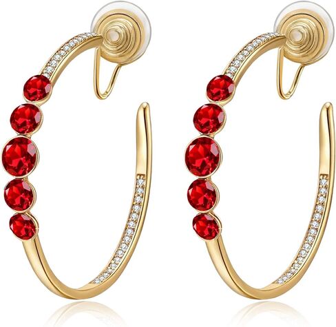 EVEVIC Austrian Crystal Clip On Hoop Earrings for Women Trendy 14K Gold Plated Hypoallergenic Half Hoops Earring Non Pierced Jewelry Gifts in Saudi Arabia