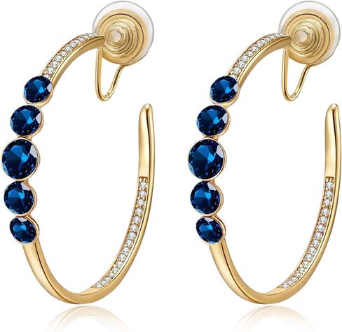 EVEVIC Austrian Crystal Clip On Hoop Earrings for Women Trendy 14K Gold Plated Hypoallergenic Half Hoops Earring Non Pierced Jewelry Gifts in Saudi Arabia