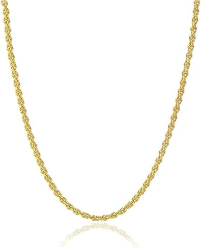 14k Solid Yellow Gold Rope Chain Necklace for Women and Men 1.5/2/2.5/3mm Width with Lobster Clasp Hypoallergenic Dainty Layering Chain Gift Ready 16-30 Inch in Saudi Arabia
