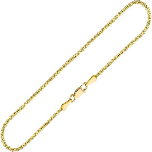 14k Solid Yellow Gold Rope Chain Necklace for Women and Men 1.5/2/2.5/3mm Width with Lobster Clasp Hypoallergenic Dainty Layering Chain Gift Ready 16-30 Inch in Saudi Arabia