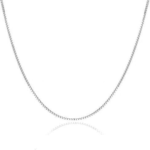 14k Solid Rose/White/Yellow Gold Box Chain Necklace for Women 0.7/0.9/1.1/1.3/2mm Width with Lobster Clasp Hypoallergenic Dainty Layering Chain Gift Ready 16-24 Inch in Saudi Arabia