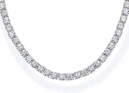 PAVOI Rhodium Plated 3mm Simulated Diamond Tennis Necklace – Chunky Long Necklace for Women – Size 15" in Saudi Arabia