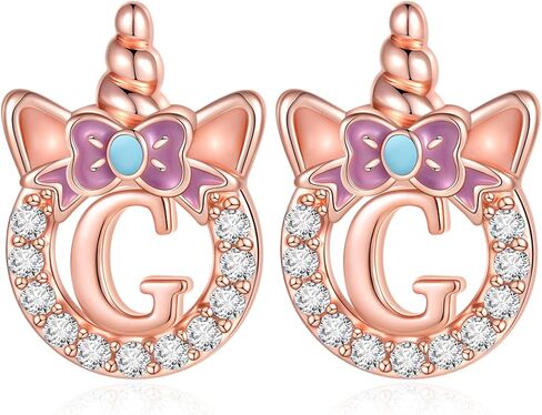 C-leen Unicron Initial Earrings for Girls Teens, 925 Sterling Silver Post Stud Earrings Initial Unicorn Earring Birthday Christmas Gifts for Girls Teens in Saudi Arabia