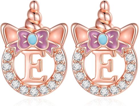 C-leen Unicron Initial Earrings for Girls Teens, 925 Sterling Silver Post Stud Earrings Initial Unicorn Earring Birthday Christmas Gifts for Girls Teens in Saudi Arabia