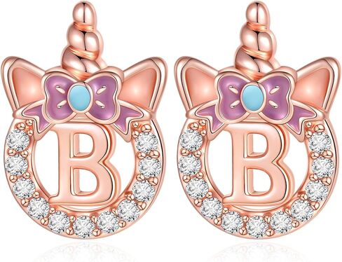 C-leen Unicron Initial Earrings for Girls Teens, 925 Sterling Silver Post Stud Earrings Initial Unicorn Earring Birthday Christmas Gifts for Girls Teens in Saudi Arabia