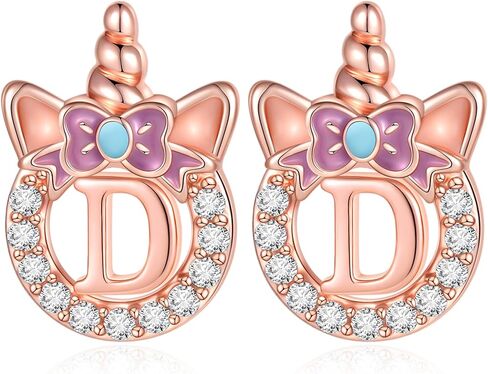 C-leen Unicron Initial Earrings for Girls Teens, 925 Sterling Silver Post Stud Earrings Initial Unicorn Earring Birthday Christmas Gifts for Girls Teens in Saudi Arabia