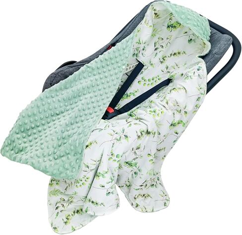 Car Seat Blankets for Babies Winter Car Seat Covers 100% Cotton Minky Baby Swaddle Blanket with Hat for Newborn Stroller Seat Liners, Baby Carrier 35 X 35 Inches (Blue Whale) in Kuwait