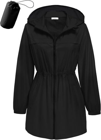 Hount Women's Waterproof Long Raincoats Lightweight Packable Rain Jackets with Hood Active Outdoor Breathable Raincoats in Saudi Arabia