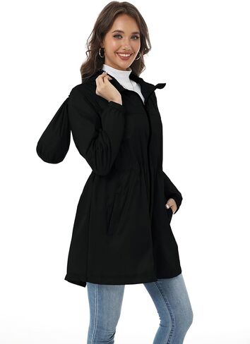 Hount Women's Waterproof Long Raincoats Lightweight Packable Rain Jackets with Hood Active Outdoor Breathable Raincoats in Saudi Arabia