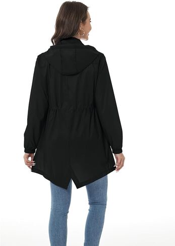 Hount Women's Waterproof Long Raincoats Lightweight Packable Rain Jackets with Hood Active Outdoor Breathable Raincoats in Saudi Arabia