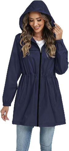 Hount Women's Waterproof Long Raincoats Lightweight Packable Rain Jackets with Hood Active Outdoor Breathable Raincoats in Saudi Arabia