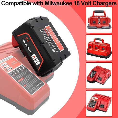 بطاريات بديلة 5.0ah 18V لبطارية Milwaukee M18 5.0ah 48-11-1850، متوافقة مع أدوات 48-59-1812 Milwaukee 18v وشاحن بطارية ليثيوم أيون Milwaukee 18V in Saudi Arabia