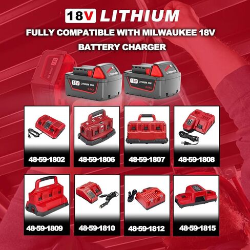 بطاريات بديلة 5.0ah 18V لبطارية Milwaukee M18 5.0ah 48-11-1850، متوافقة مع أدوات 48-59-1812 Milwaukee 18v وشاحن بطارية ليثيوم أيون Milwaukee 18V in Saudi Arabia