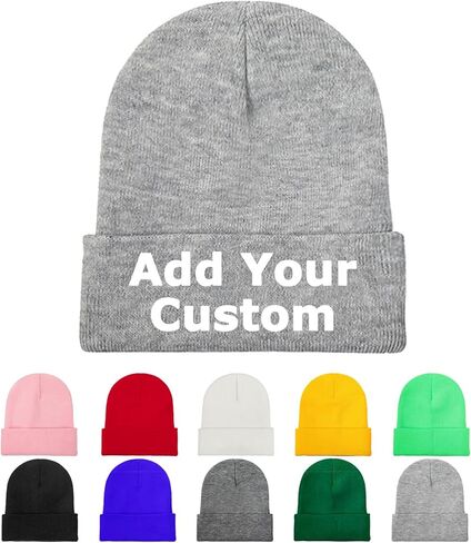 Custom Knitted Hats Add Your Photo Text Image Personalized Winter Caps 10 Colors in Saudi Arabia