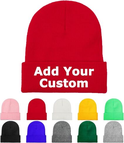 Custom Knitted Hats Add Your Photo Text Image Personalized Winter Caps 10 Colors in Saudi Arabia