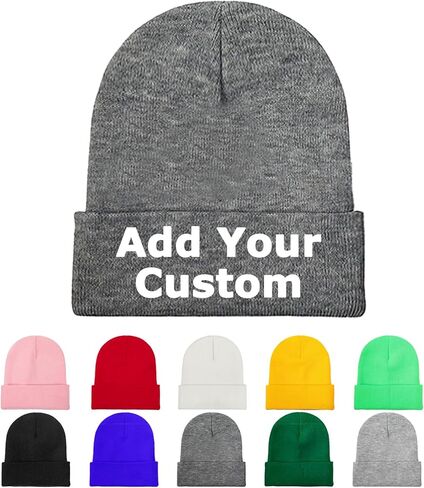 Custom Knitted Hats Add Your Photo Text Image Personalized Winter Caps 10 Colors in Saudi Arabia