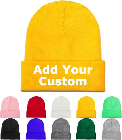 Custom Knitted Hats Add Your Photo Text Image Personalized Winter Caps 10 Colors in Saudi Arabia