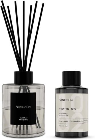 ناشر الروائح العطرية من VINEVIDA للمنزل والحمام | مجموعة أعواد عطرية تدوم طويلاً | ناشر عصا الزيت | رائحة الحمام - عطر الغرفة رقم 3100 - مستوحى من : التبغ والفانيليا in Kuwait
