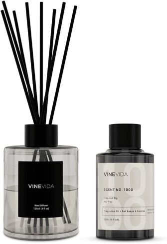ناشر الروائح العطرية من VINEVIDA للمنزل والحمام | مجموعة أعواد عطرية تدوم طويلاً | ناشر عصا الزيت | رائحة الحمام - عطر الغرفة رقم 3100 - مستوحى من : التبغ والفانيليا in Kuwait