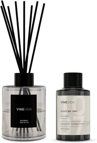 ناشر الروائح العطرية من VINEVIDA للمنزل والحمام | مجموعة أعواد عطرية تدوم طويلاً | ناشر عصا الزيت | رائحة الحمام - عطر الغرفة رقم 3100 - مستوحى من : التبغ والفانيليا in Kuwait