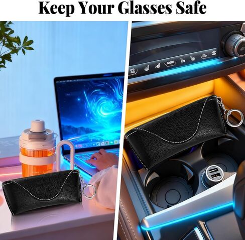 RayLove Glasses Case Hard Shell, Portable Leather Sunglasses case Travel Protection Glasses Case in Saudi Arabia