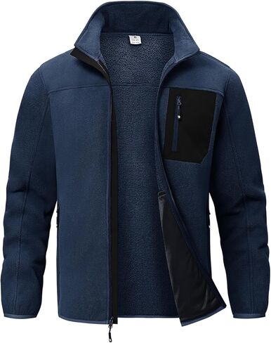 Rdruko Men's Fleece Jacket Full Zip Sherpa Lined Thick Warm Winter Outdoor Hiking Jacket in Saudi Arabia