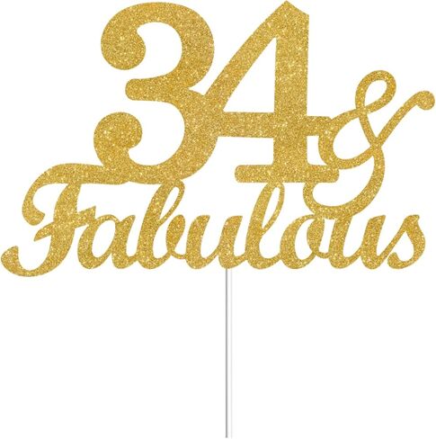 41 & Fabulous Cake Toppers Gold Glitter, Happy 41st Birthday Cake Topper Cheers to 41 Years Old Bday Decoration, Forty-one and Fabulous Cake Decorations for 41st Birthday Anniversary Party in Saudi Arabia