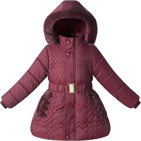 Girls Winter Jacket Coat with Fur Hood Size 4-10 Warm Fleece Lined Puffer Outwear in Saudi Arabia