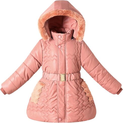 Girls Winter Jacket Coat with Fur Hood Size 4-10 Warm Fleece Lined Puffer Outwear in Saudi Arabia
