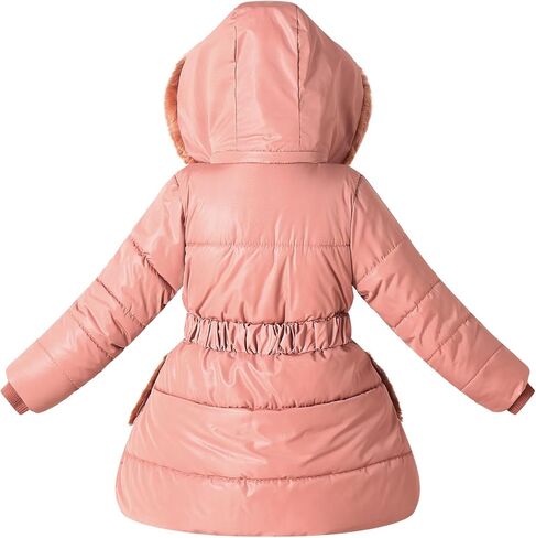 Girls Winter Jacket Coat with Fur Hood Size 4-10 Warm Fleece Lined Puffer Outwear in Saudi Arabia