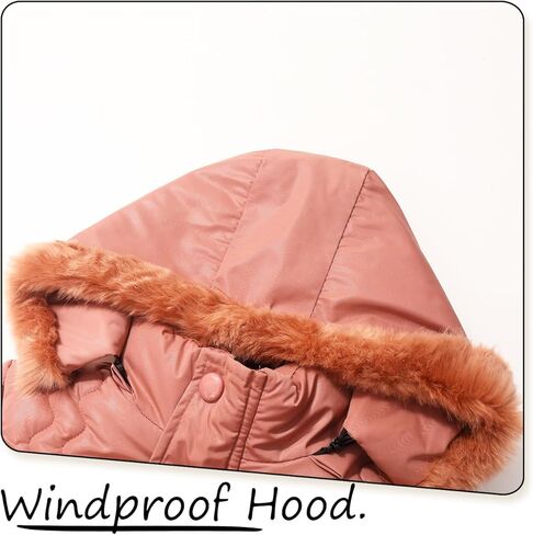 Girls Winter Jacket Coat with Fur Hood Size 4-10 Warm Fleece Lined Puffer Outwear in Saudi Arabia
