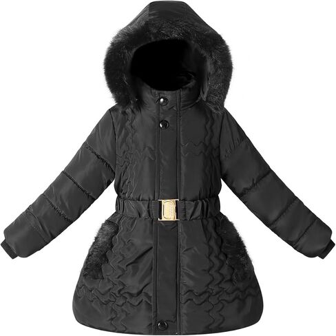 Girls Winter Jacket Coat with Fur Hood Size 4-10 Warm Fleece Lined Puffer Outwear in Saudi Arabia