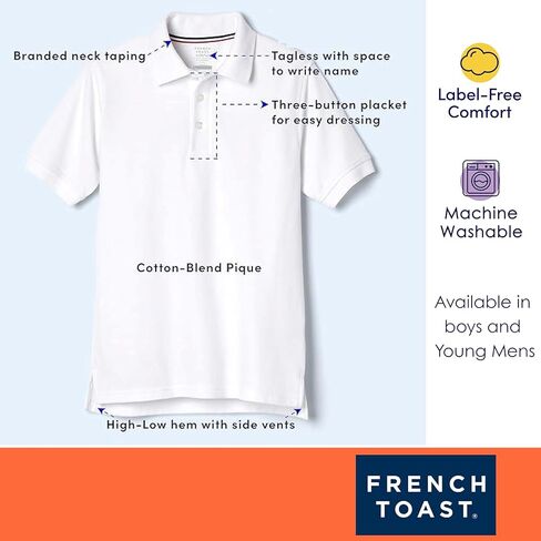 French Toast Unisex-Adult Sleeve Pique Polo Shirt (Standard & Husky) in Saudi Arabia
