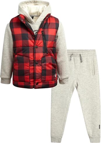 Volcom Boys Outerwear Set - 3 Piece Boys' Fashion Activewear Set Puffer Vest, Hoodie Sweatshirt and Jogger Pants (12M-7) in Kuwait