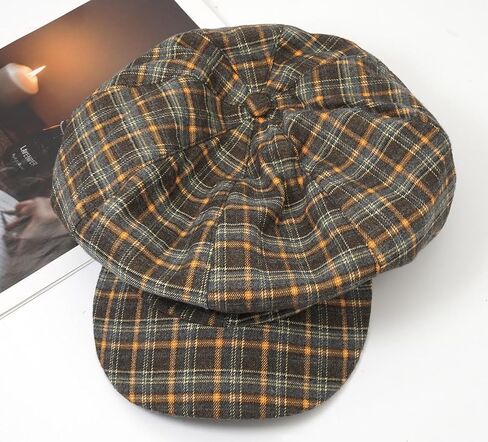 Beret Newsboy Cap for Women Gatsby Retro Octagonal Plaid Hats in Saudi Arabia