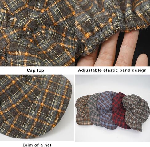 Beret Newsboy Cap for Women Gatsby Retro Octagonal Plaid Hats in Saudi Arabia