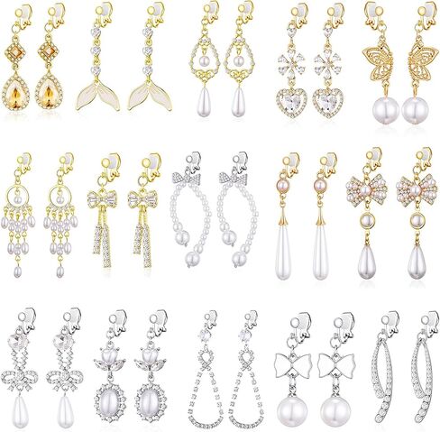 15 Pairs Clip on Earrings for Women Trendy,Lightweight Clipon Earring Set in Silver and Gold Tone in Kuwait