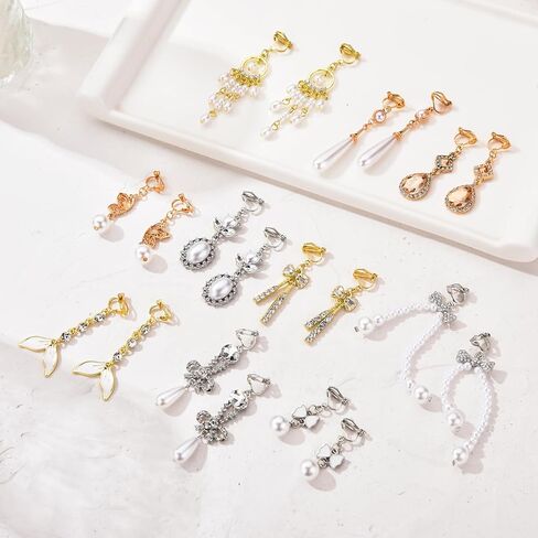 15 Pairs Clip on Earrings for Women Trendy,Lightweight Clipon Earring Set in Silver and Gold Tone in Kuwait