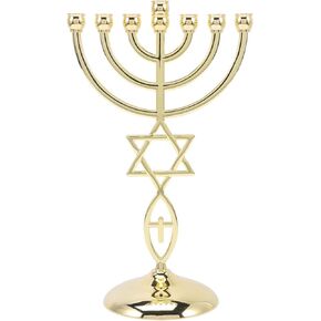 حامل شموع القدس الذهبي حامل شموع مينورا 7 فروع يهودية تقليدية يهودية شمعدان شمعدان حامل لديكور المنزل الديني الروحي in Kuwait