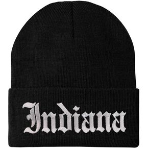 Trendy Apparel Shop Indiana State Old English Embroidered Long Cuff Beanie in Saudi Arabia