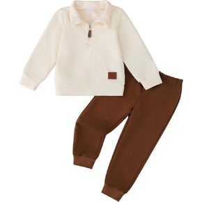 Rosibel Toddler Boy Clothes Outfits Long Sleeve Solid Sweatshirt and Pants 2 Piece Boys Fall Winter Sweatsuit Set 2-8T in Saudi Arabia
