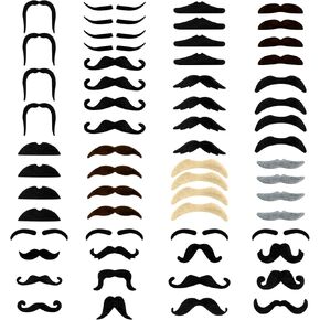 Fake Mustache 60Pcs Black Mustaches Self Adhesive Fake Moustache Novelty Fake Beard Facial Hair Mustach for Adult in Saudi Arabia