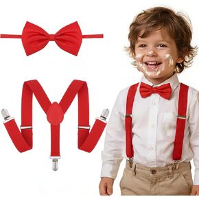 مجموعة واحدة من الحمالات الحمراء وربطة عنق للأطفال، حمالات أطفال حمراء قابلة للتعديل، مجموعة ربطات عنق للأطفال للأولاد والبنات، إكسسوارات الملابس، لحفلات أعياد الميلاد، والأداء الرسمي، وإكسسوارات الكريسماس in Kuwait