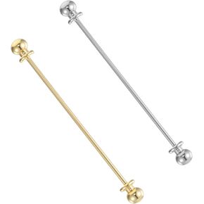 2 PCS Collar Pin Bar Mens Tie Shirt Pin Dress Shirt Collar Clip Men's Brass Ball Dress Shirts Gold Silver Tie Pins Clip Classic Brass Ball Collars Bar Pins Clasp Lapel Stick Brooch (2.68" / 6.8 Cm) in Saudi Arabia