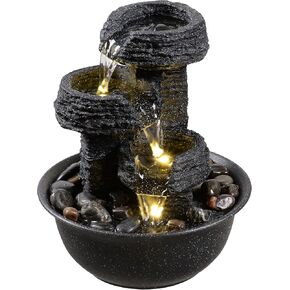 نافورة سطح الطاولة على طراز روك مع ضوء LED - ميزة شلال داخلي لديكور المنزل أو المكتب، نافورة مياه مريحة لسطح المكتب من Zen in Kuwait